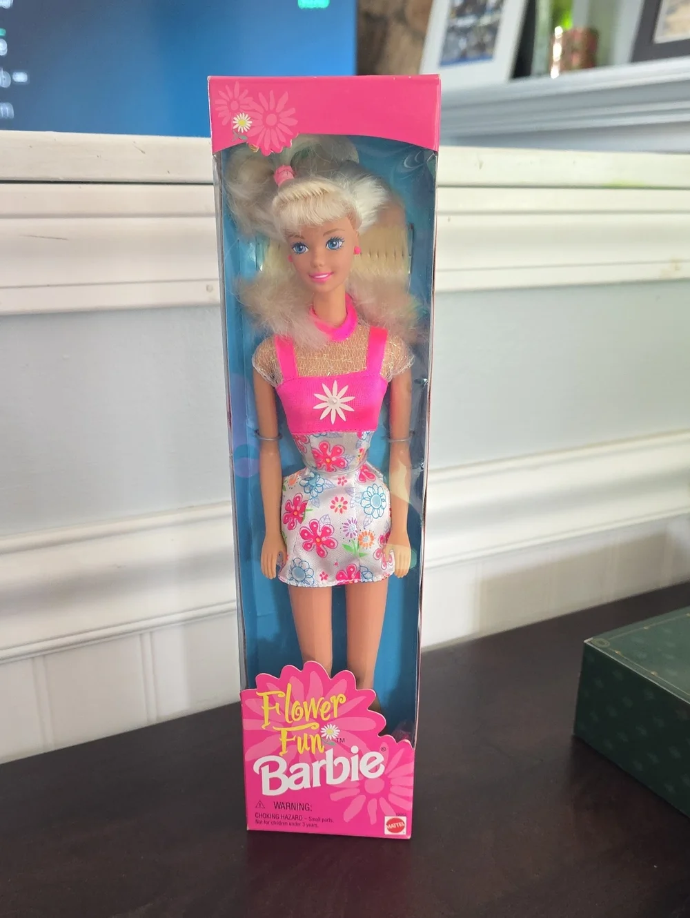 Barbie Flower Fun Doll - Pink & White Floral Dress 1996 Never Opened